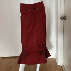 Marithe + Francois Girbaud - Midi Red Jeans Skirt